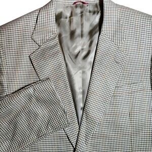 JOS. A. Bank Men's 46 EXL Houndstooth Wool Silk‎ Blazer Sport Coat Jacket office